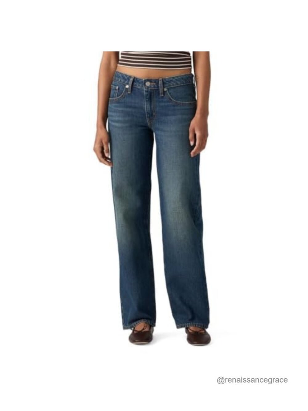 Low Rise Straight Leg Jeans 100% Cotton Relaxed Fit